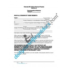 Bill of Sale of Personal Property - Kentucky (No Warranty)